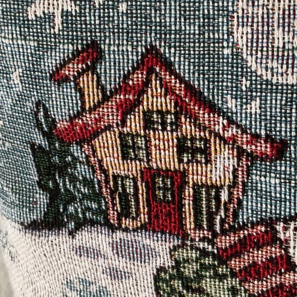 Red and Green Holiday Pillow with Snowman Design - Picture 2 of 4